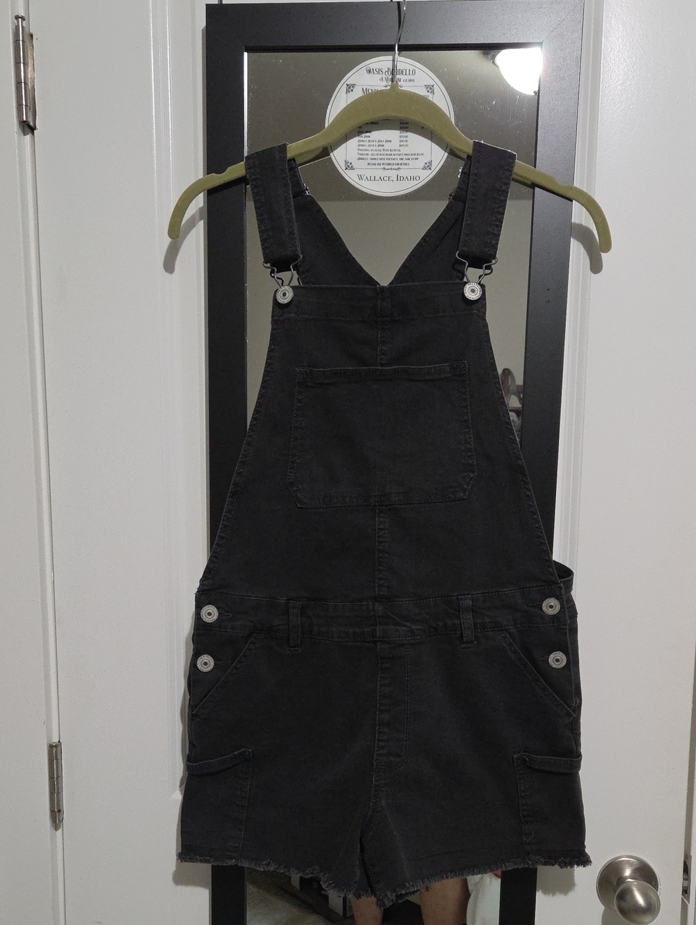 Wallflower Black Denim Short Overalls